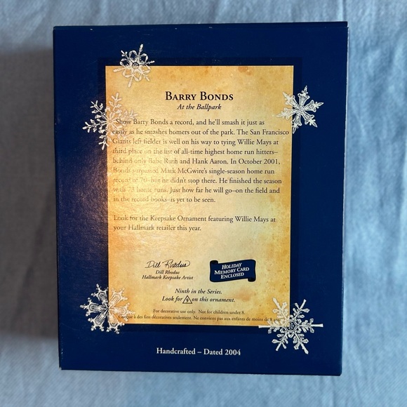 Barry Bonds SF Giants Hallmark Ornament - Picture 2 of 5